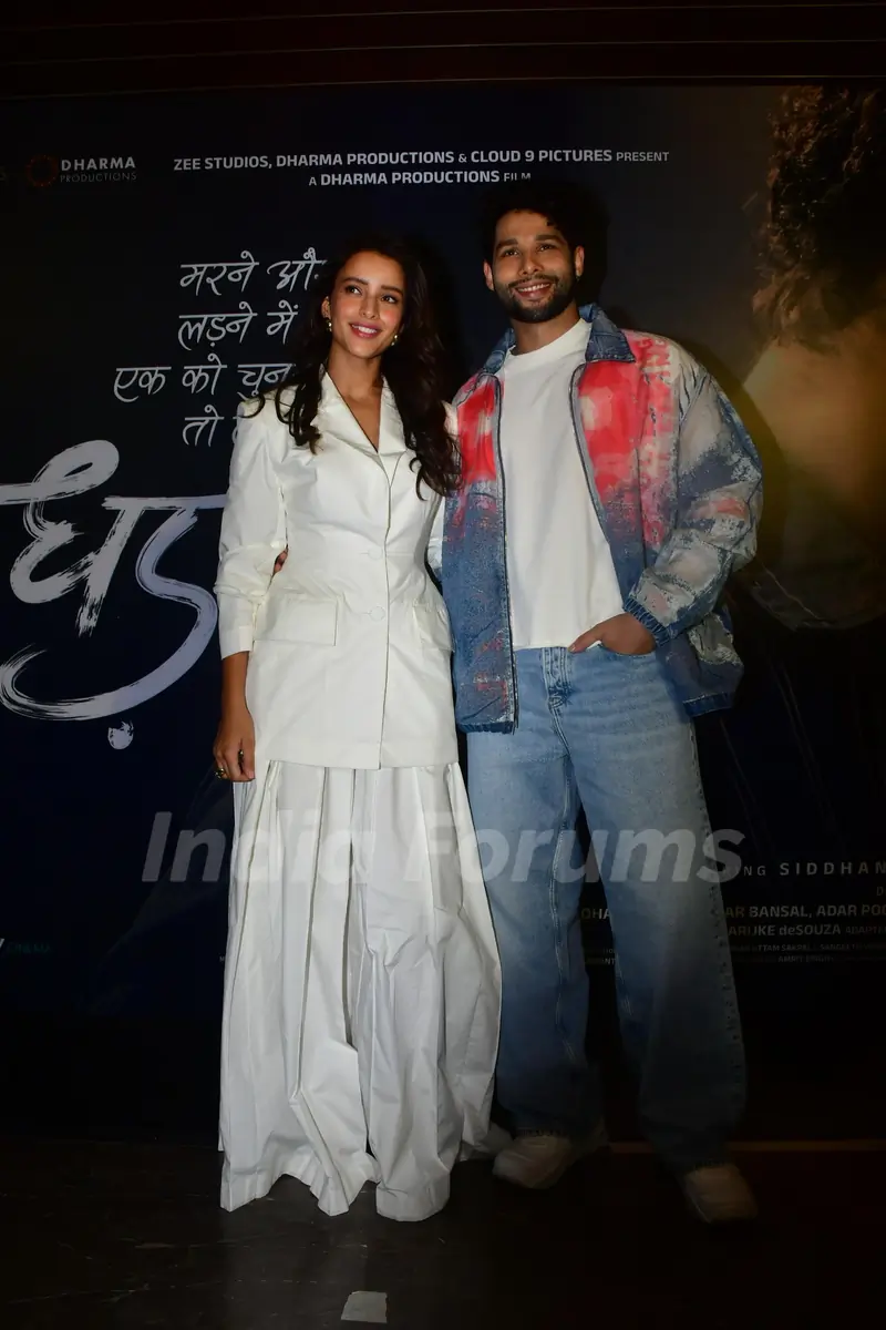 Siddhant Chaturvedi and Triptii Dimri snapped the trailer launch of Dhadak 2