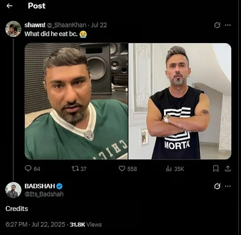 Badshah schooled by X user for saying Honey Singh ate CREDITS, replies with: 'Chomu tere liye..'