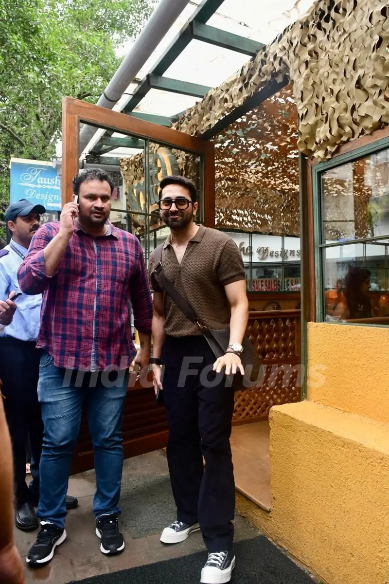 Ayushmann Khurrana snapped outside a restaurant in Bandra