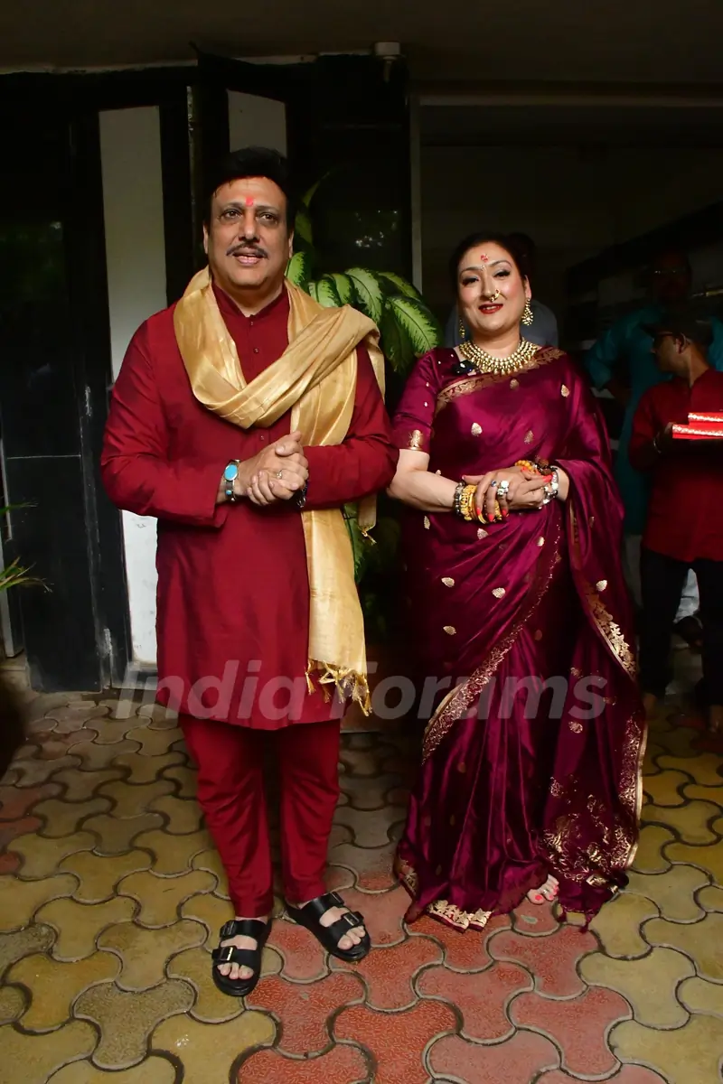 Govinda and Sunita Ahuja welcome Ganpati bappa at their residence