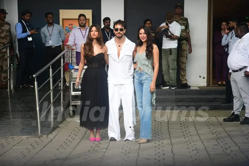 Tiger Shroff, Harnaaz Sandhu and Sonam Bajwa  spotted at Kalina airport fo Baaghi 4 promotions 