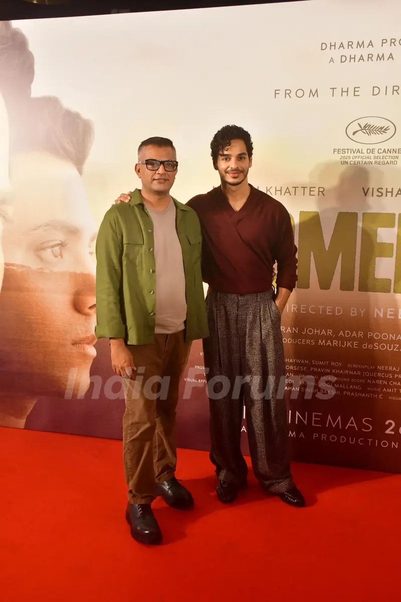 Ishaan Khatter and Neeraj Ghaywan snapped at the Homebound press conference