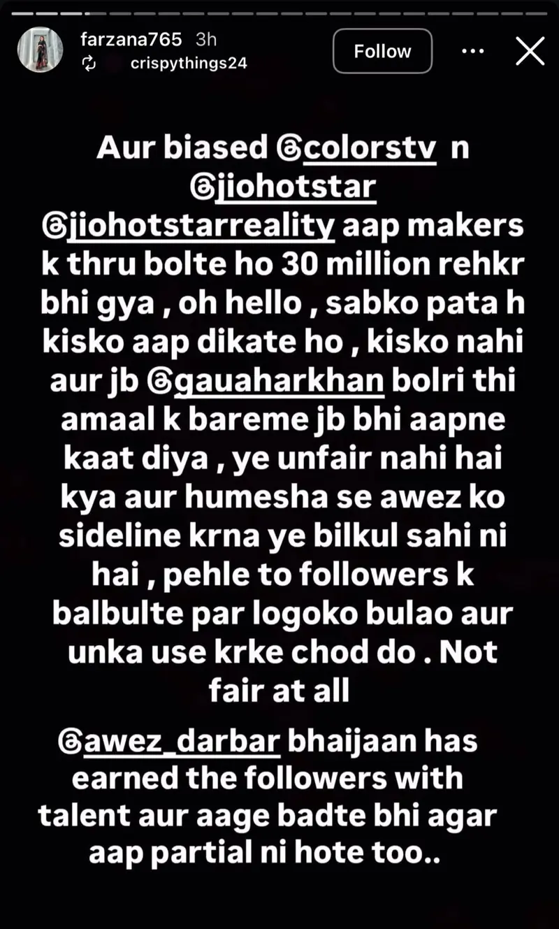 Did Awez Darbar’s mother Farzana hint at BB19 makers CHOPPING Gauahar Khan’s comments on Amaal Mallik?