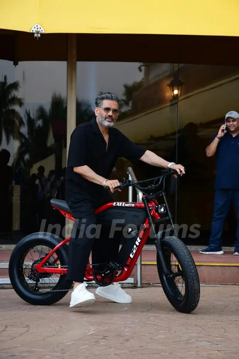 Suniel Shetty spotted for a press conference