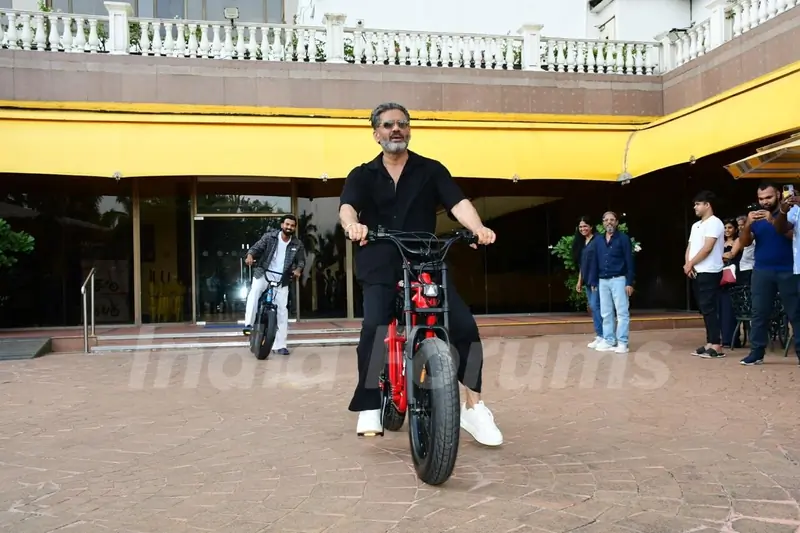 Suniel Shetty spotted for a press conference