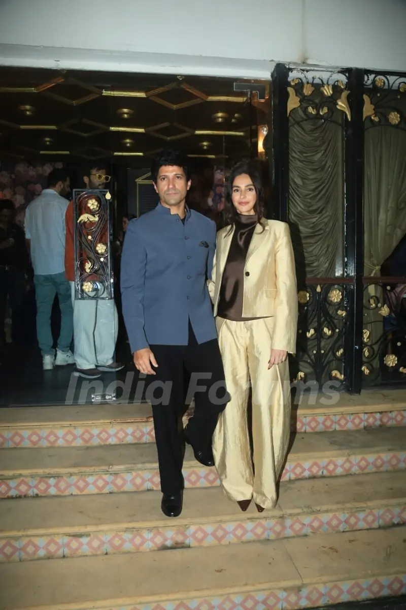 Farhan Akhtar and Shibani Dandekar Akhtar spotted at '120 Bahadur' Album Launch