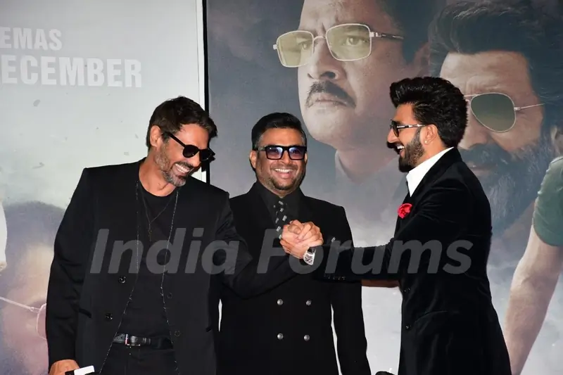 Arjun Rampal, R. Madhavan and Ranveer Singh grace at the trailer launch of Dhurandhar