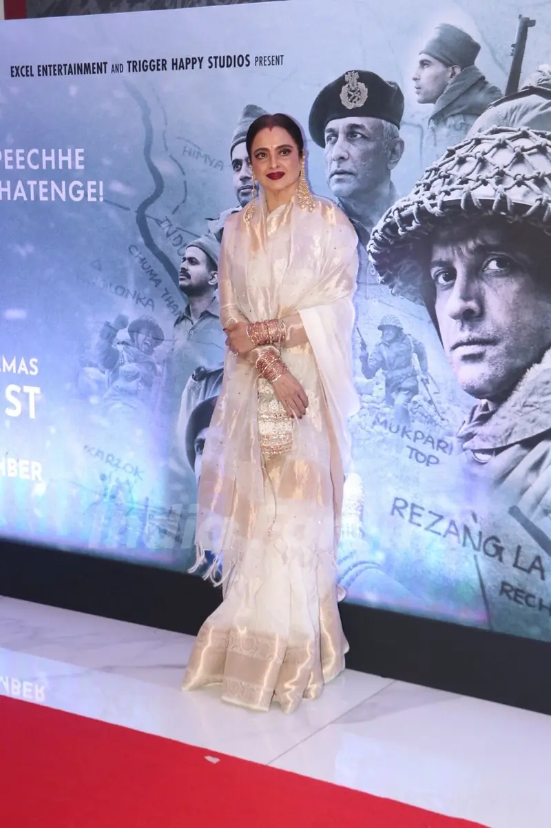 Rekha snapped at the premiere of 120 Bahadur