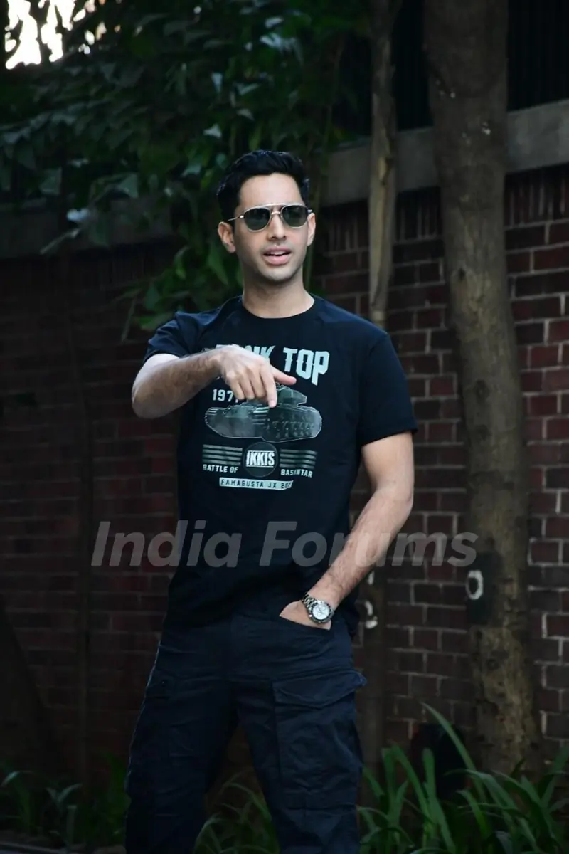 Agastya Nanda snapped promoting their upcoming movie 'Ikkis'