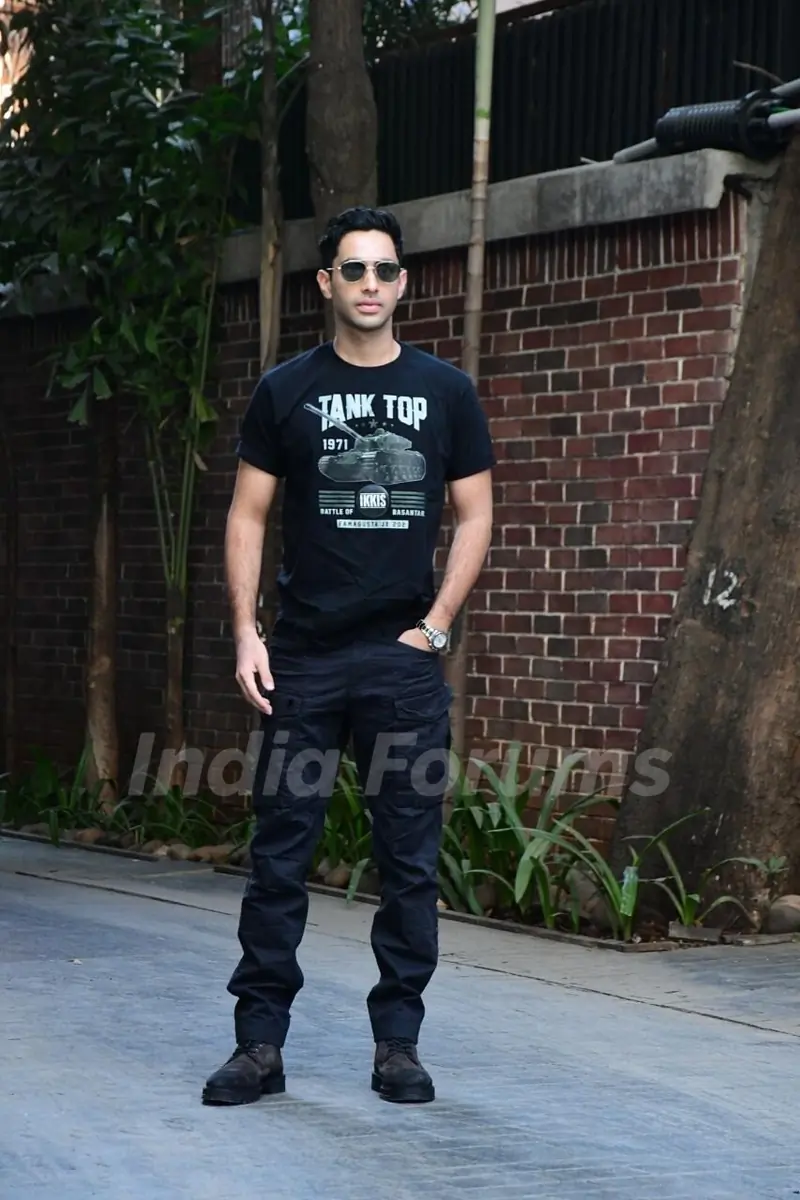 Agastya Nanda snapped promoting their upcoming movie 'Ikkis'