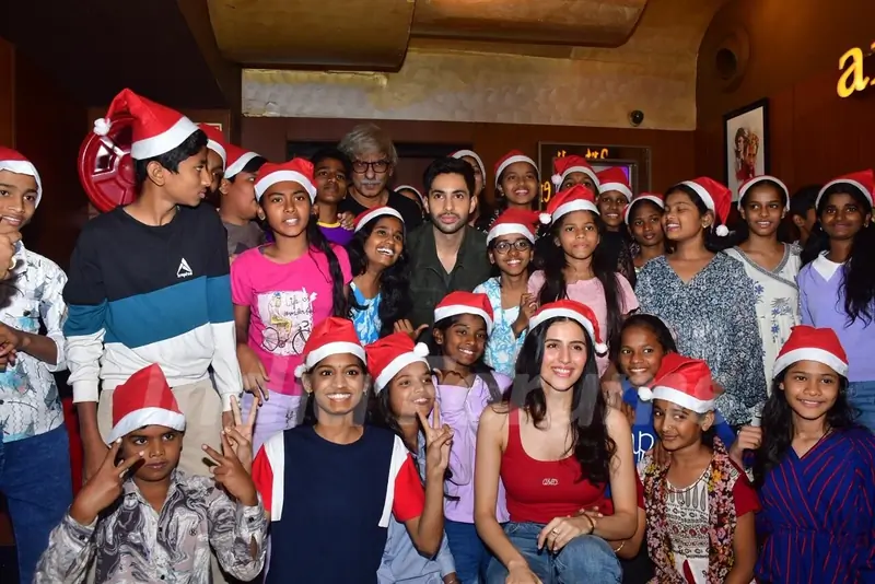 Agastya Nanda and Simar Bhatia attend a special screening of Ikkis for kids from an NGO