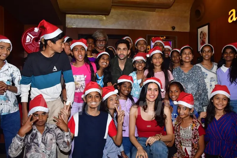 Agastya Nanda and Simar Bhatia attend a special screening of Ikkis for kids from an NGO