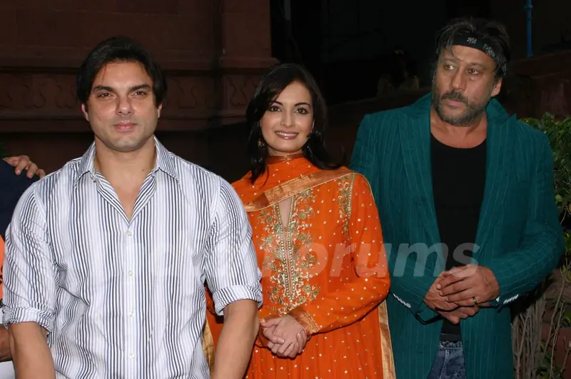 Sohail Khan, Dia Mirza and Jacky Shroff at a press-meet for the Film "Kissan" in New Delhi on Wednesday