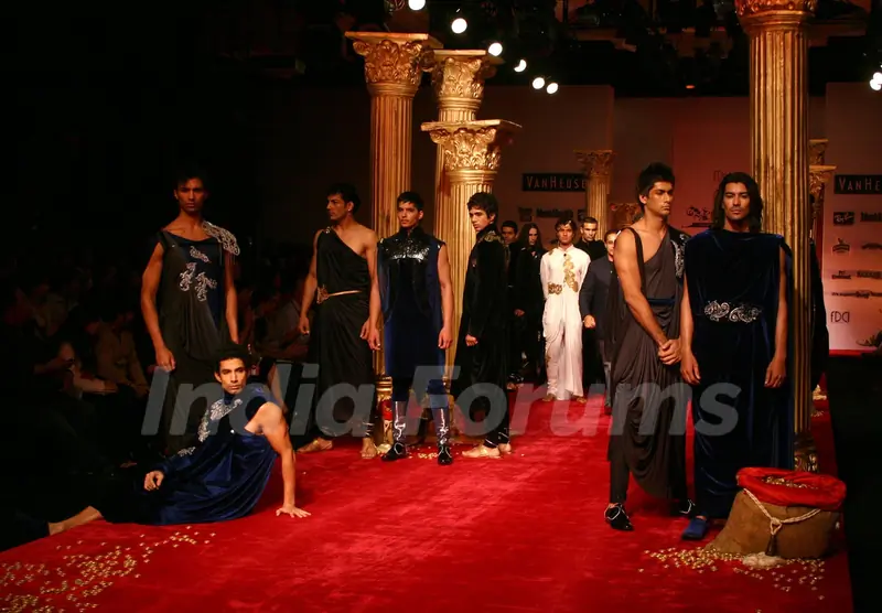 Models on the ramp for Designer Shantanu and Nikhil at "India Mens Week"