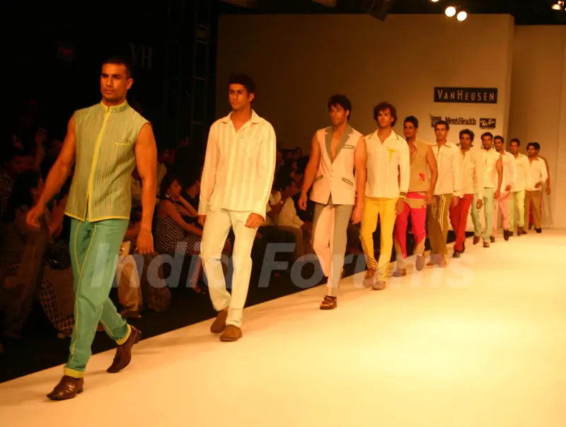 Models on the ramp for Designer Aslam Khan at India Mens Week at New Delhi