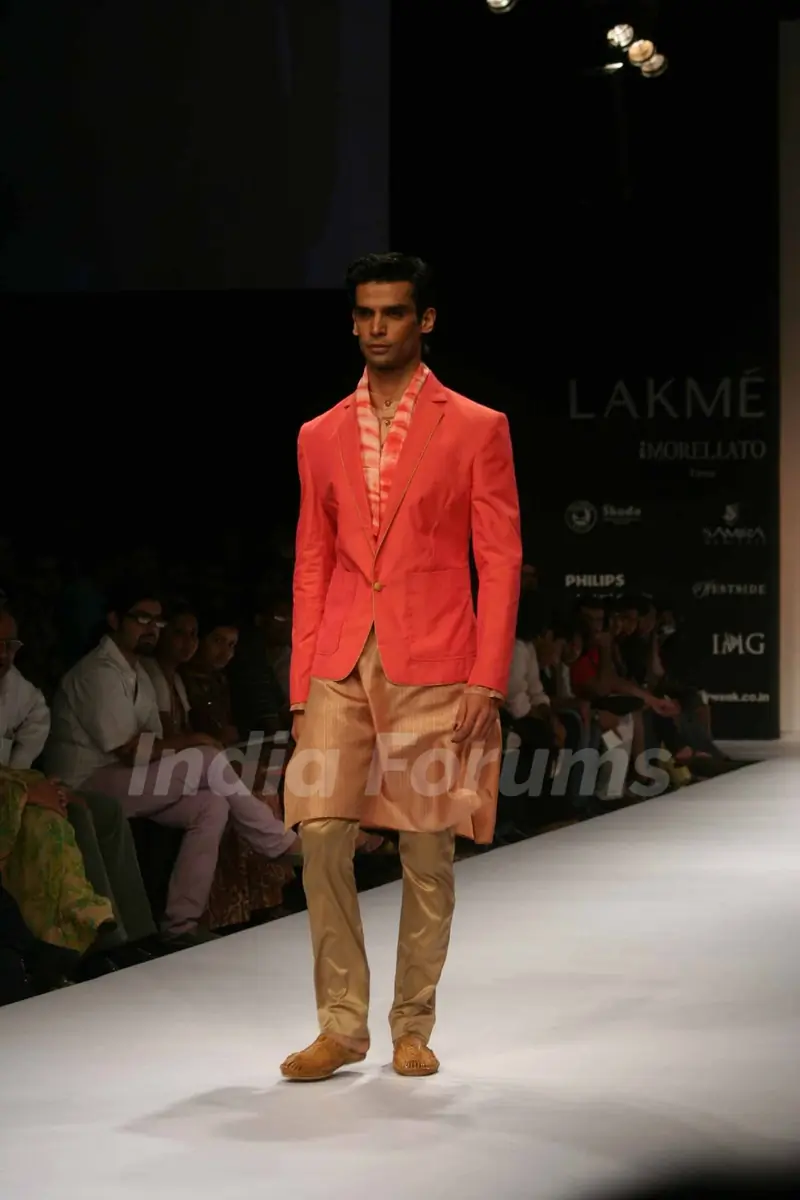 Model on the ramp for Designer Rohit and Abhishek at Lakme Fashion Week for spring/summer 2010