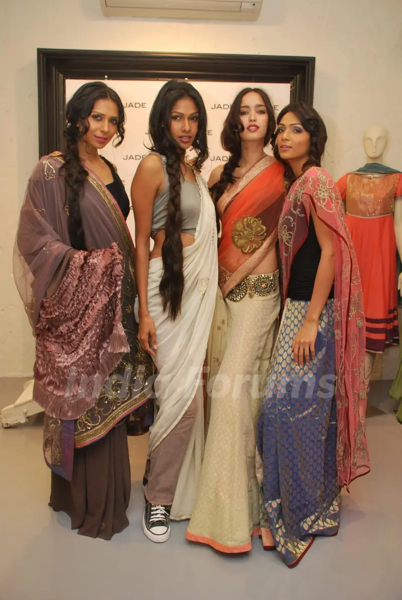 Top models posing for shutterbugs at Jade store