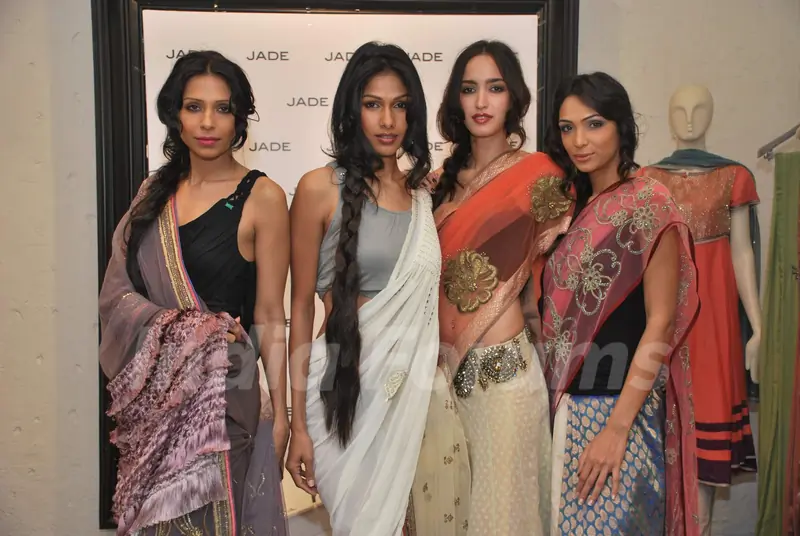 Top models posing for shutterbugs at Jade store