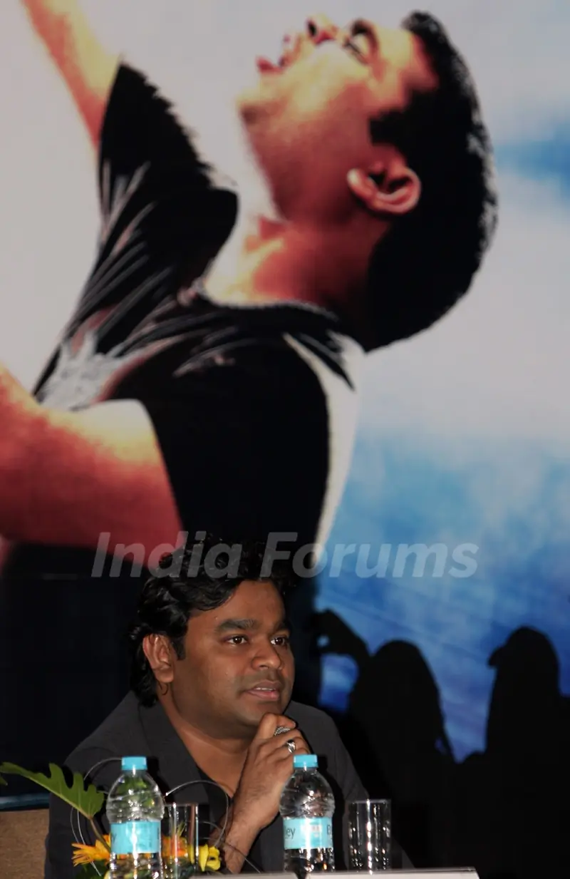 AR Rahman shares a charity stage in Kolkata on 14th Oct 09 he is at a press conferance on 13oct