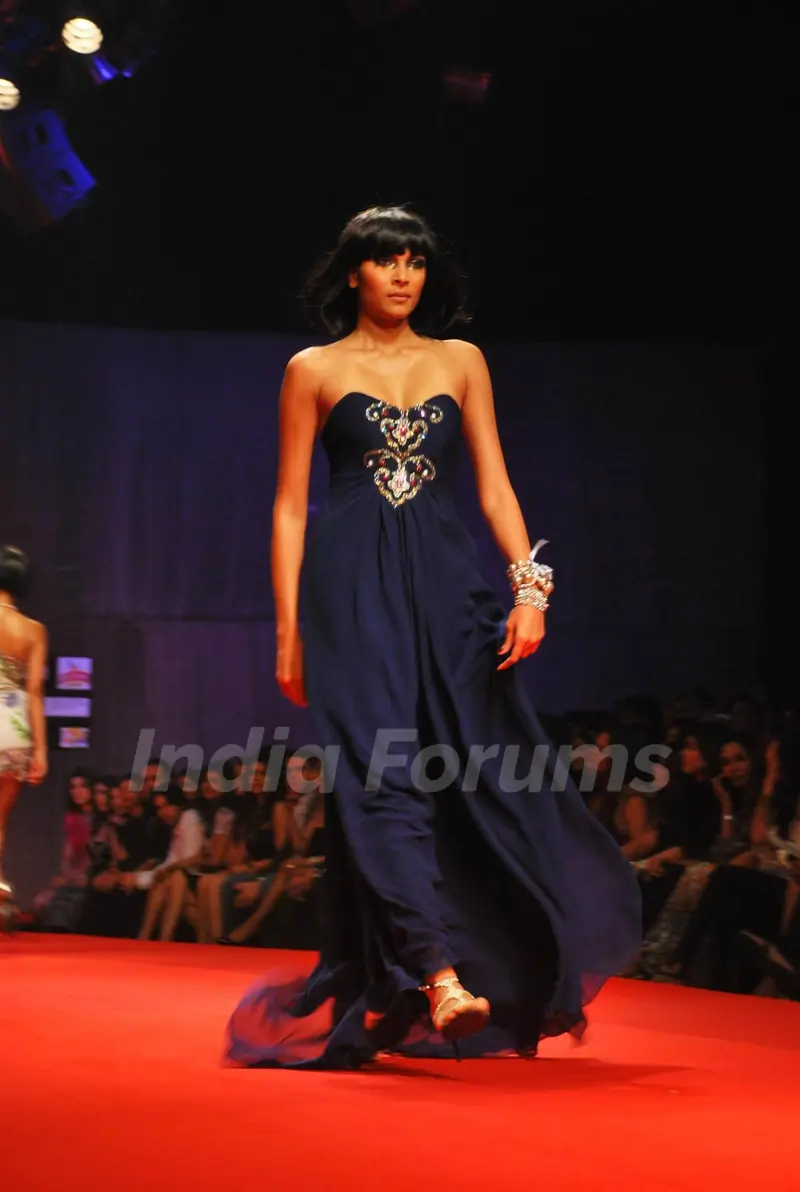 Models walk on the ramp for Designers Monisha Jaising