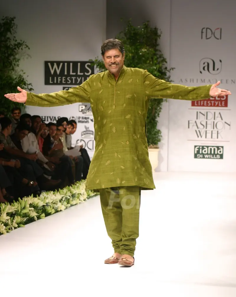 Kapil Dev on the ramp during &quot;The Ashima and Leena Show&quot; at the Wills Lifestyle India Fashion Week in New Delhi on Saturday 24 Oct 09