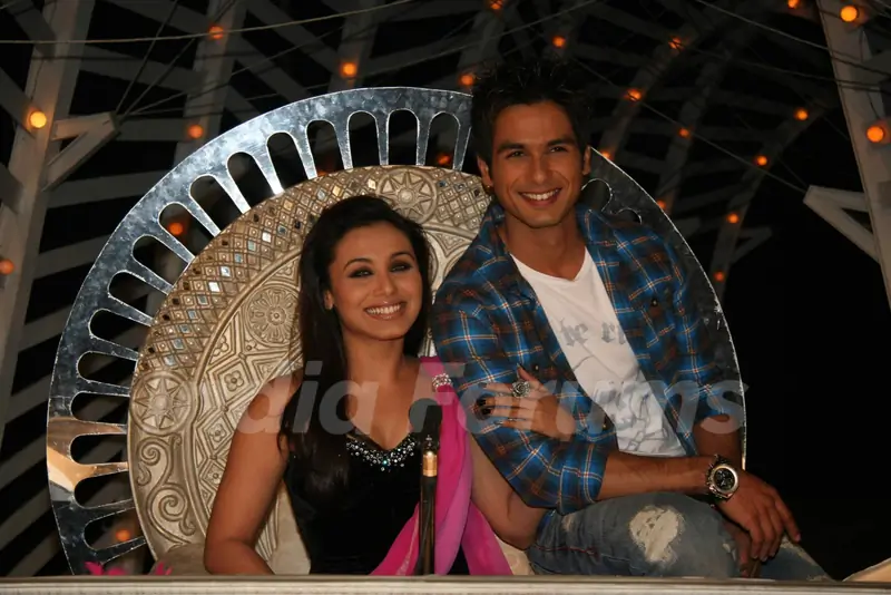 Bollywood actor Shahid Kapoor and Rani Mukherjee on the sets of Dance Premiere League at Chembur