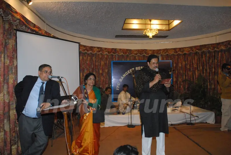 The ITC Sangeet Research Academy to a media interaction to announce ITC SRA Sangeet Sammelan 2010 on Monday, January 4, 2010 Pandit Ajoy Chakrabarty, Academy Guru and Mr Ravi Mathur, Executive Director, ITC Sangeet Research Academy share a