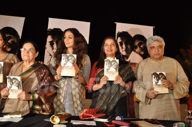 Tabu, Shabana Azmi and Javed Akhtar at Kaifi Azmi Book launch at Andheri, Mumbai
