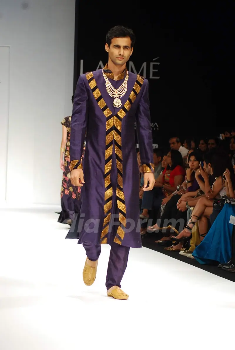 Model walks on the ramp for designer Abdul Halder at Lakme Fashion Week 2010