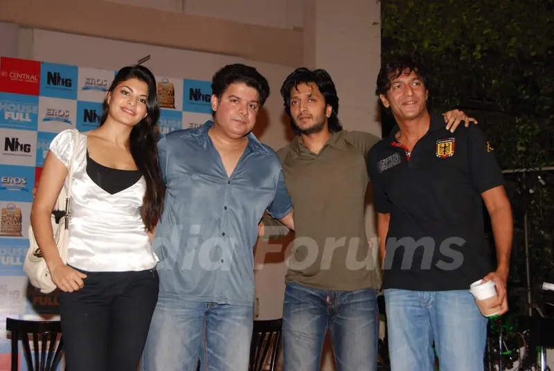 Housefull star cast Jacqueline Fernandez, Sajid Khan, Ritesh Deshmukh and Chunkey Pandey in association with Future Group launch Great Indian Shopping festival at SOBO Central