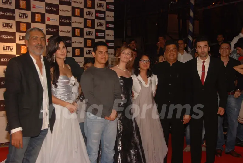 Prakash Jha, Katrina Kaif, Aamir with wife Kiran Rao and Ranbir Kapoor at ''Raajneeti'' premiere at IMAX