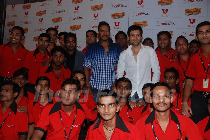 Ajay Devgan and Imran Hashmi at Once upon a time in Mumbai promotional event at Cinemax