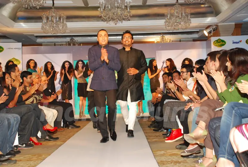 Rahul Bose with designer Rina Dhaka, Dev R Nil at Signature fashion show at Le Merridean
