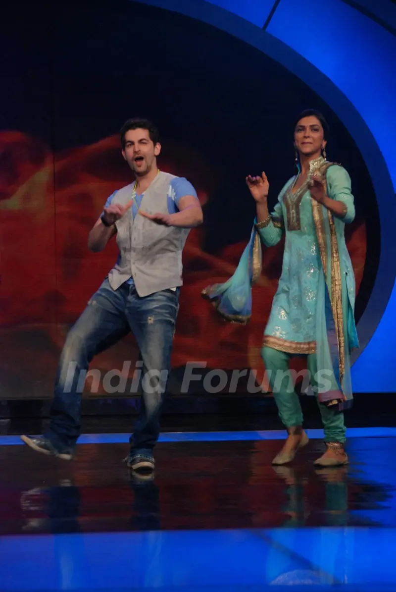 Neil, deepika, on the sets of India''s Got Talent at Film City
