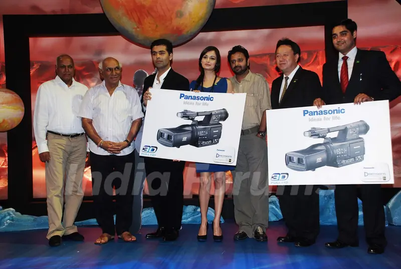 Karan Johar, Yash Raj Chopra and Dia Mirza promote Panasonic 3-D cameras and LCD at Yashraj