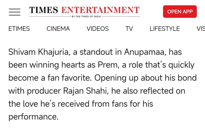 Shivams interview about playing prem and fans feedback