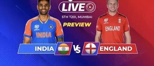 🏏England tour of India 2025: 5thT20I: 2/2/2025 at 7:00 PM IST🏏