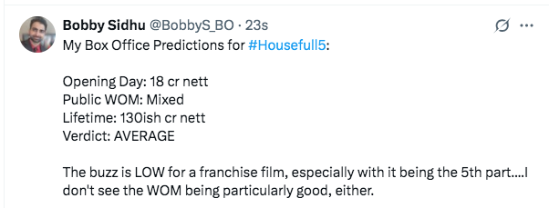 My Box Office Predictions for Housefull 5