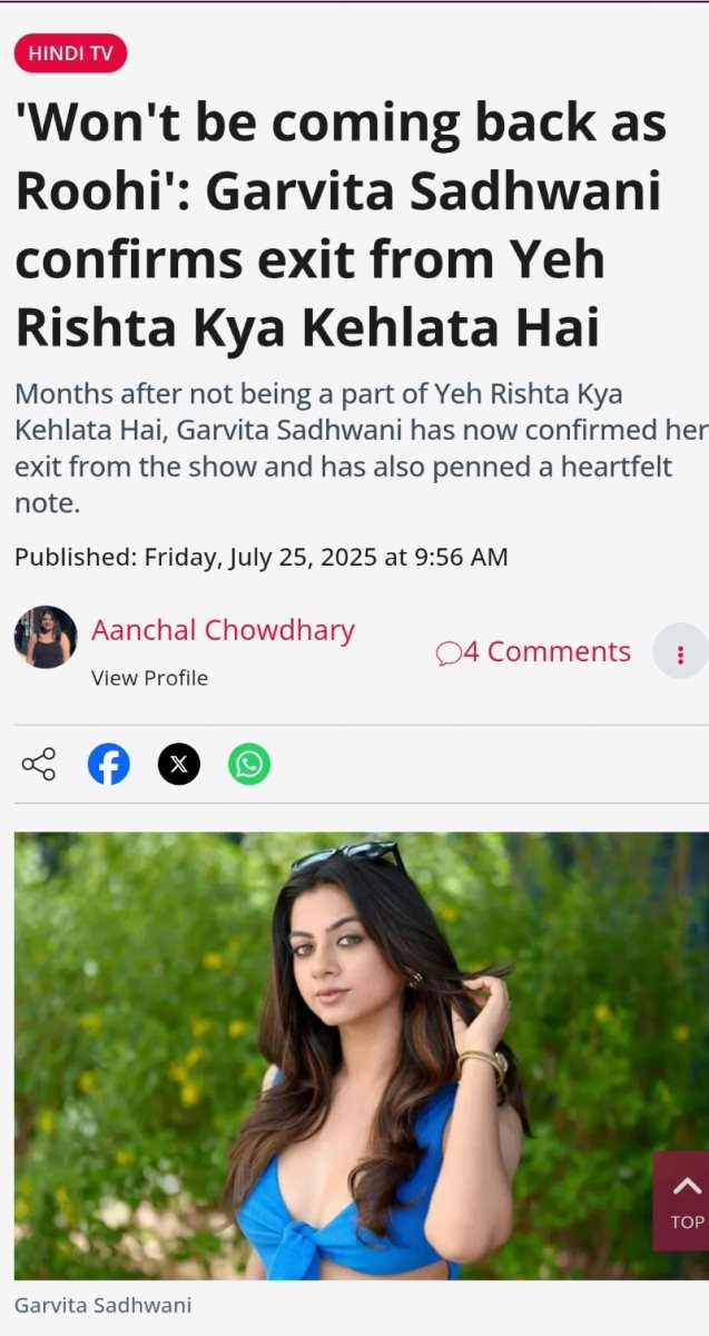 Ruhi confirms permanent exit from Yrkkh.
