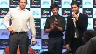 Aishwarya Rai Bachchan, Shah rukh khan, Hugh Jackman, Karan Johar at the FICCI closing ceremony