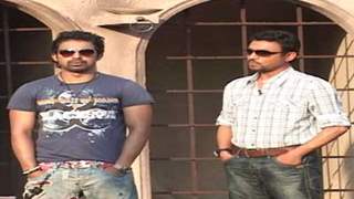 Irrfan Khan and Rannvijay Singh on the sets of MTV Roadies