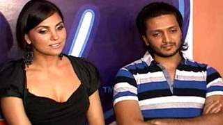 Ritesh, Lara and Sajid on the set of Indian Idol