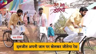 Teri Meri Dooriyan ON SET | दलजीत अपनी जान पर खेलकर जीतेगा रेस | 4th April 2024 Thumbnail